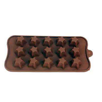 1 ADET Silikon buz Küpü kalıpları 15 kafesler DIY çikolata yıldız şekli silikon kalıplar 6