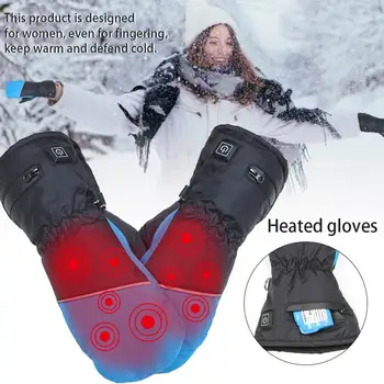 USB kış el ısıtıcı elektrikli termal eldiven şarj edilebilir pil ısıtmalı eldiven bisiklet motosiklet bisiklet kayak eldivenleri 16