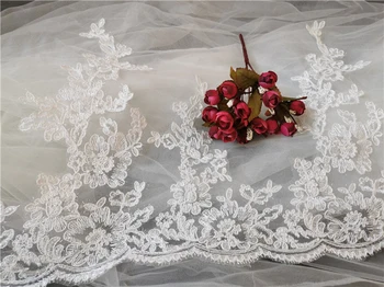 9 Metre Beyaz Çiçekler 38 cm Yama Cording Kumaş Çiçek Venise Venedik Örgü Dantel Trim Aplike Dikiş El Sanatları Düğün için 8