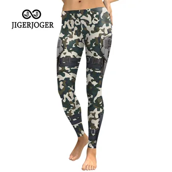 JIGERJOGER Tayt Kadın Spor Giyim Ordu Yeşil Camo Süblimasyon Baskılı Yoga Tayt Activewear Egzersiz Tayt Dropship 11