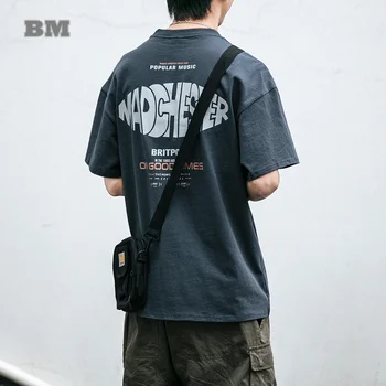 Yaz Moda Gevşek Mektup Baskı Çift T-Shirt Kore Trend Ekip Boyun Rahat Kısa Kollu Harajuku pamuklu bluz Erkek Giyim 19