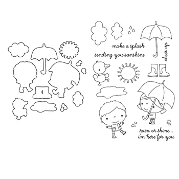 Temizle Damga Ve Kesme Ölür Çocuk Yağmur Parlaklık Şemsiye yağmur çizmeleri DIY Karalama Defteri İçin Fotoğraf Albümü Zanaat Kartı 2021 Yeni 12