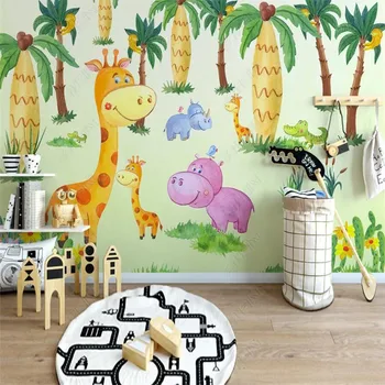 Iskandinav Tropikal Orman Hayvan çocuk Odası Arka Plan Duvar Oturma Odası yatak odası dekoru Duvar Kağıdı 3D Duvar Kağıtları Ev Dekor 12