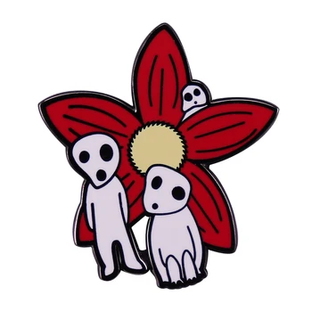 Prenses Mononoke Kodama broş Ghibli anime Rozeti Kırmızı Çiçek Sevimli Küçük Beyaz Yaratık Ağacı Ruhları Pin 2021 Yeni Aksesuarlar 18