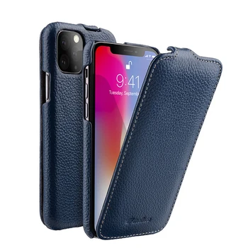 Melkco Hakiki Deri Flip Case iPhone 11 Pro Max mini 12 İş Dikey Açık Gerçek İnek Telefon Çanta Kapak