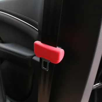 Araba Emniyet Kemeri Tokası Koruyucu Kapak Silikon Tesla Modeli 3 Y Çarpışmadan Kaçınma Kırmızı Siyah Araba Emniyet Kemeri Klipsi Koruyucu