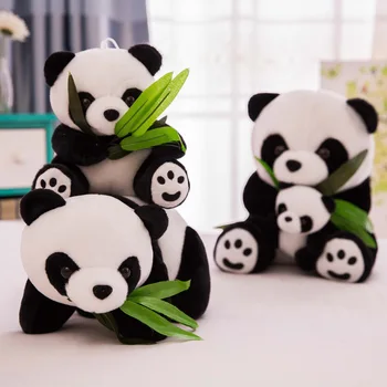 9-16cm Canlı Komik Panda Bambu Yaprakları ile peluş oyuncaklar doğum günü hediyesi Yumuşak Karikatür Hayvan Doldurulmuş Hayvanlar Kolye Bebek Çocuk Hediyeler 8