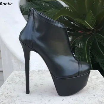 Rontıc Ücretsiz Rengini değiştirmek için Kadın Pompaları Platformu Faux Deri Stiletto Topuklu Yuvarlak Ayak Siyah Ziyafet Ayakkabı ABD Boyutu 5-20 1