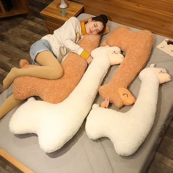 130 cm Güzel Alpaka Peluş Oyuncak Japon Alpaka Yumuşak Dolması Sevimli Koyun Llama Hayvan Bebekler Uyku Yastık Ev Yatak Dekor Hediye