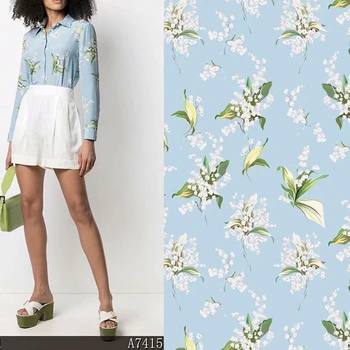 Çiçek Baskılı Polyester Streç Saten Kumaş Lüks Marka İnce kadın Gömlek Giyim Pantolon Şifon Kumaşlar Kumaş Metre Başına 11