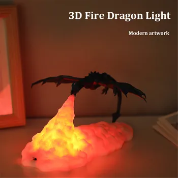 Benzersiz 3D yapıt Dragons gece ışık yenilikçi solunum ev masaüstü lambası çocuk aile için en ıyi hediye 5