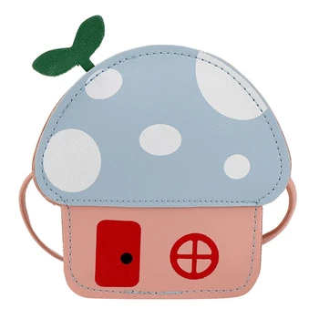 Küçük Kızlar Karikatür Mantar Çanta Mini Crossbody PU deri omuz çantası Bebekler için Satchel bozuk para çantaları 2