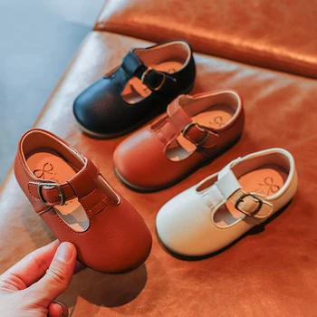Sonbahar Kızlar deri ayakkabı Moda Düz Renk Bebek Kız Bahar Ayakkabı Rahat Çocuklar Sneakers Yumuşak Alt bebek ayakkabısı Boyutu 21-30
