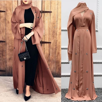 Yeni Ramazan Bayram Elmas Boncuk Abaya Kimono Dubai Kaftan Müslüman Hırka Abayas Kadınlar gündelik elbise Femme Kaftan İslam Giyim 17
