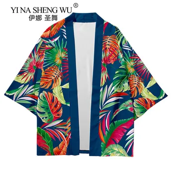 Moda Streetwear Baskı Kimono Hırka Elbise Haori Obi Geleneksel japon kıyafetleri Erkekler için Casual Gömlek Ceketler asya kıyafetleri 15