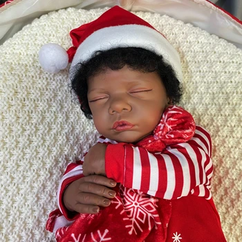 48 CM Afrika amerikan oyuncak bebek Romy Koyu Cilt Reborn Bebek Bitmiş Yenidoğan Köklü Saç El Yapımı Oyuncak noel hediyesi Kızlar İçin