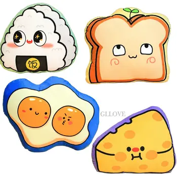 Yaratıcı Bento Peluş Yastık Karikatür Kızarmış Yumurta Pirinç Topu Ekmek Yumuşak Dolması peluş oyuncak Yastık Minder Ev Dekorasyon Çocuklar Hediye