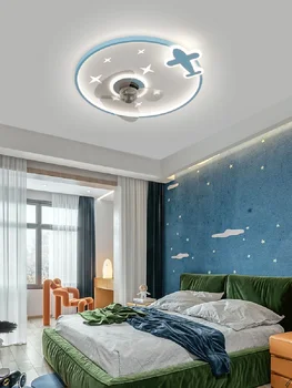 Modern fan lambası çocuk odası yatak odası tavan lambası uçak ev entegre elektrikli fan avize 7