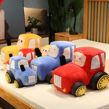 NiceTractor ve ekskavatör peluş oyuncaklar Kawaii Araba Bebek Dolması Yumuşak Araç Yastık Yaratıcı Noel doğum günü hediyesi Çocuklar İçin 14