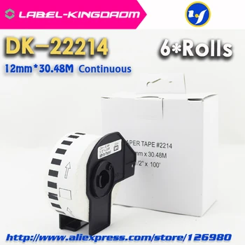6 Rolls Genel DK-22214 Etiket 12mm * 30.48 M Sürekli Brother Yazıcı için Uyumlu QL-570/700 Tüm İçerir Plastik Tutucu 8