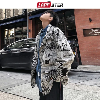 LAPPSTER Streetwear bombacı Ceket Erkekler 2022 Sonbahar Erkek Modası Rahat Baskı Rüzgarlık Hip Hop Büyük Boy Vintage Ceketler Mont