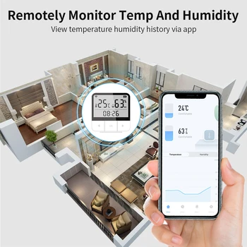 Tuya WiFi Termometre Kapalı Oda Higrometre Sıcaklık Sensörü Akıllı Metre Telefon App Ölçüm Göstergesi Saat