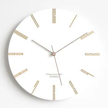 Ahşap duvar saati Modern Tasarım Yaratıcı Kişilik İskandinav Tarzı Çam Ahşap Saatler Beyaz Duvar Saati Ev Dekor Sessiz 12 inç