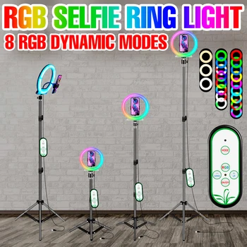 50CM Led halka ışık RGB Dolgu Lambası Fotoğraf Aydınlatma USB Renkli Selfie 5V Kısılabilir Canlı Video Tripod Halka Profesyonel 13