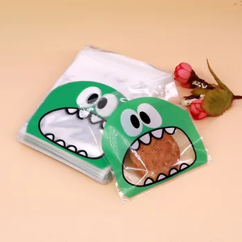 100 Adet Aperatif Pişirme Çerez Şeker Ambalaj yeşil büyük ağız Kendinden yapışkanlı plastik poşetler Doğum Günü Partisi Hediye takı ekran Paketi