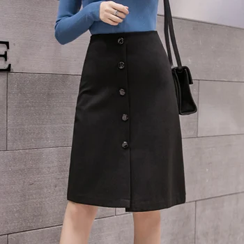 Yaz Kadın Mini Vintage Stil Bir Çizgi Etekler Yüksek Bel Siyah Wrap Bayanlar Etek Diz Boyu Tek Göğüslü Artı Boyutu Elastik 14