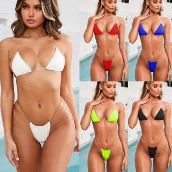 Katı Bayanlar bikini seti Yeni Moda kadın Mayo Seksi Basit Şeffaf Kayış Biquini Seti Rahat İnce İnce Beachwear 2022