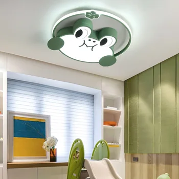 Led Sevimli Tavan lambaları çocuk Odası yatak odası oturma odası ışıkları Modern Kısılabilir Kurbağa Yeşil Avize iç mekan aydınlatması fikstür 7