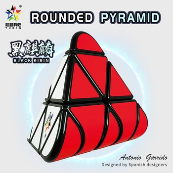 YuXin Siyah Kylin Yuvarlak Piramit Sihirli Küp Profesyonel NEO Hız Bükülen Bulmaca Zeka Oyunları eğitici oyuncak Çocuklar İçin 10