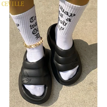 Tasarımcı platform ayakkabılar Plaj Flip Flop Rahat Terlik Erkekler Rahat Siyah EVA Slaytlar YZY Kapalı Slaytlar Komik Terlik