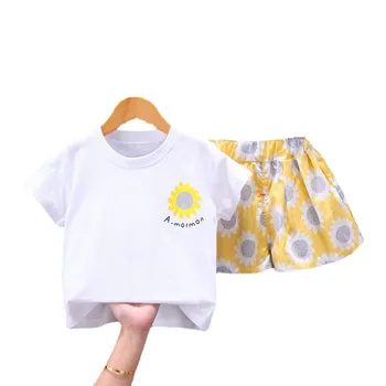 Yeni Erkek Giyim Yaz Bebek Kız Giysileri Takım Elbise Çocuk pamuklu tişört Şort 2 adet / takım Toddler Rahat Kostüm Çocuklar Eşofman 3