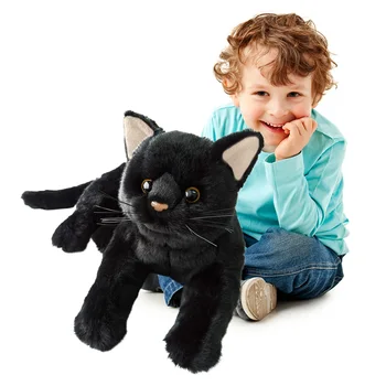 Siyah Kedi peluş oyuncaklar Simülasyon Alice Siyah Kedi Doldurulmuş Hayvanlar Yavru Bebek Kız Oyuncak Çocuk doğum günü hediyesi Popüler Oyuncaklar 2023 12