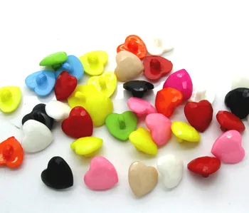 100 Adet Karışık Renk Kalp Akrilik Dikiş Düğmeleri Çocuklar İçin Scrapbooking Dekoratif Botones El Sanatları DIY Aksesuarları 7