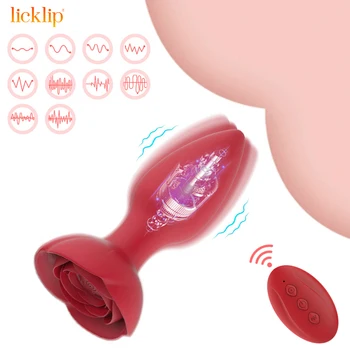LİCKLİP 10 Modları Gül anal dildo Yapay Penis vibratör masaj aleti Kablosuz Uzaktan Kumanda Anal Plug g-spot Stimülatörü Seks Oyuncakları Kadınlar İçin