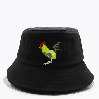 Tavuk Hayvanlar Nakış Pamuk Kova Şapka Balıkçı Şapka Açık Seyahat Şapka güneşlikli kep Şapka Erkekler ve Kadınlar için 315 4