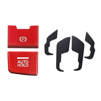 2 Adet Araba Elektronik Park El Freni Topuzu düğme kapağı ve 4 Adet İç Kapı Anti-Kick Sticker Kapak 12