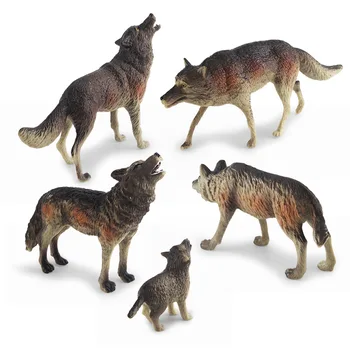 Yeni Gerçekleşme Vahşi Hayvan Katı Simülasyon Kurt Heykelcik ABS Aksiyon Figürleri Modeli Koleksiyonu eğitici oyuncak Çocuk Hediye İçin