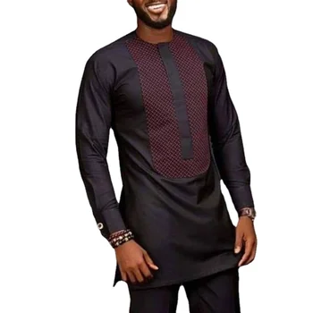 2022 Yeni Varış Moda Stil Afrika Erkekler İlkbahar Sonbahar Uzun Kollu O-Boyun Gömlek Dashiki Afrika Giysileri Kadınlar için 18