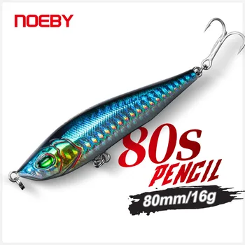 NOEBY 80mm 3D Gözler Kalem Balıkçılık Cazibesi Yapay Pesca Tuzlu Tatlısu Wobblers Lures NBL9604 18