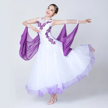 kadın modern balo salonu dans yarışması elbiseler yetişkin kadınlar için Tasarlanmış standart viyana valsi bayanlar dans kostümü 6
