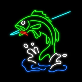 Balık Kanca Restoran Yemek Deniz Ürünleri Neon Burcu El Yapımı Gerçek Cam Tüp Bar Mağaza Ev Dekorasyon Ekran Işığı 20