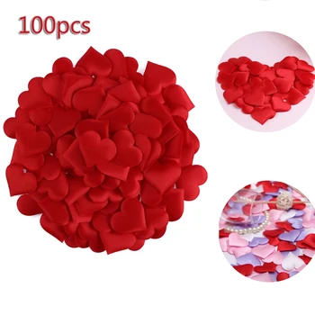 100 Adet / grup Kumaş Aşk Kalp Sünger Atma Gül Yaprakları Düğün Parti Dekoratif El Yapımı sevgililer Günü Doğum Günü Malzemeleri 17