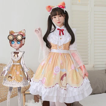 Oyun Kimlik V Cosplay Kostüm Mekanik Şeker Kız Anime Cosplay Tatlım Lolita Elbise Parti Günlük Elbise Kostüm Tam Set 4