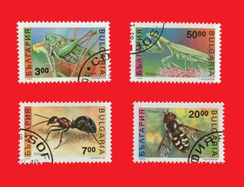 4 Adet / takım Bulgaristan Posta Pulları Böcek Dünya Karınca Mantis Arı Kullanılan Posta İşaretli Posta Pulları Toplamak için 11