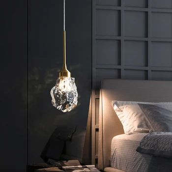 FKL Modern kristal küçük avize bakır altın ışık lüks Bar restoran yatak odası kolye ışık 12