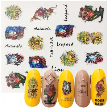 2022 YENİ Tırnak Su Çıkartmaları Leopar Aslan Çiçek Desenleri Karışık Desen Transferi Sticker Nail Art Dekorasyon DIY Tasarım Aracı 10